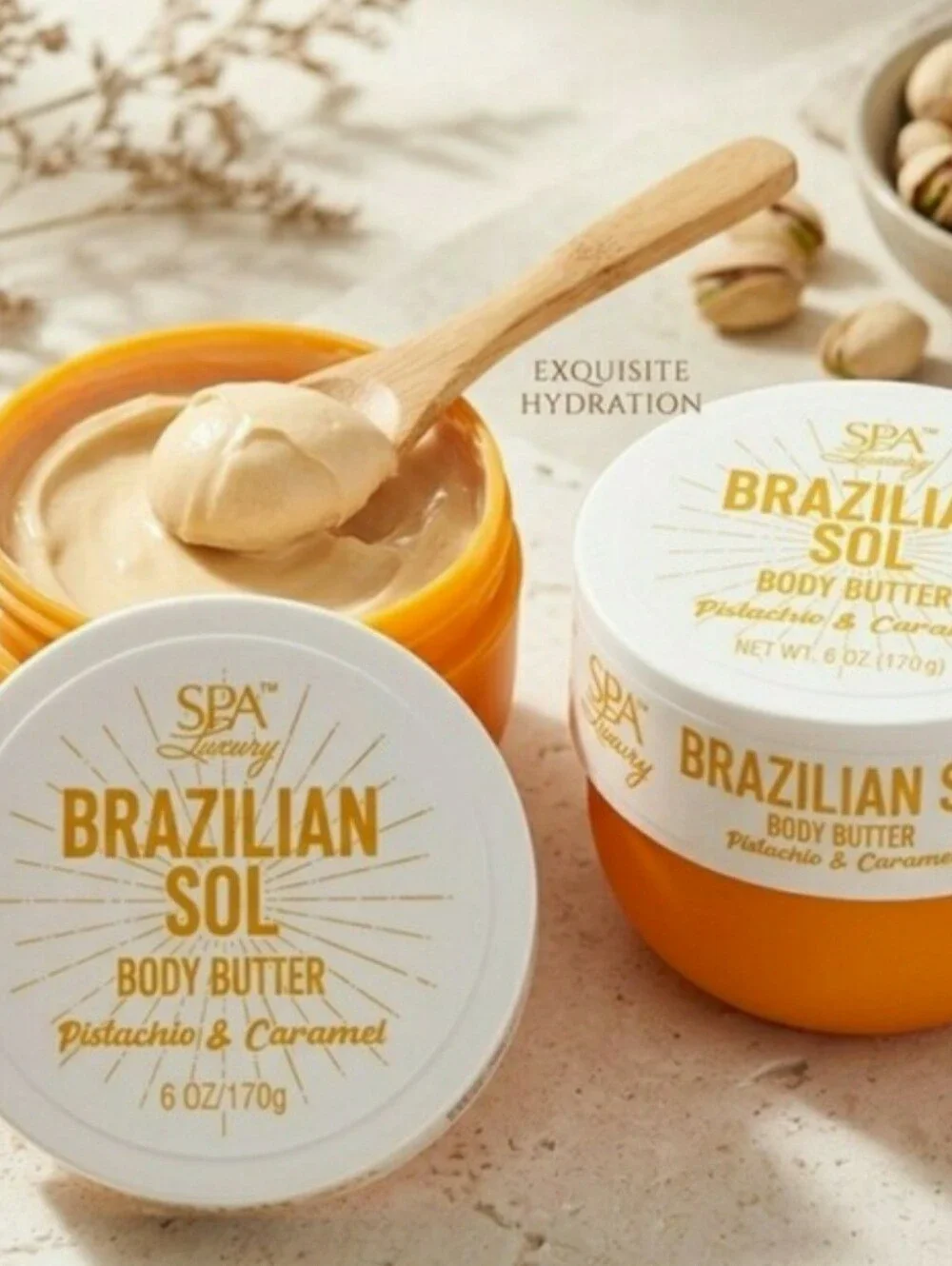 BRAZILIAN SOL BODY BUTTER, PISTACHIO & CARAMEL, 6 oz (170g) BRAND NEW
